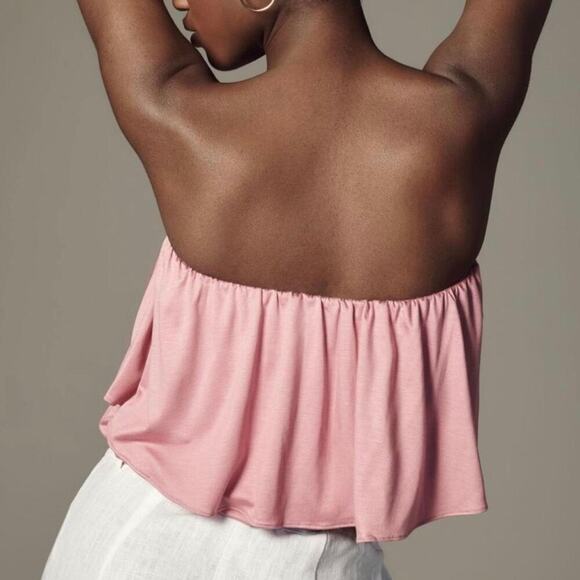 NWT Anthropologie Flounce Strapless Tube Top - Ruffle - Mauve Pink - Size L - Picture 2 of 7